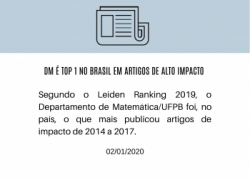 DM é Top 1 no Brasil em artigos de alto impacto DM é Top 1 no Brasil em artigos de alto impacto